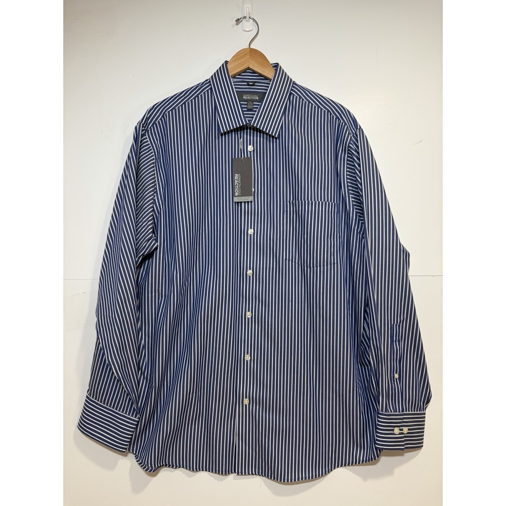 KENNETH COLE REACTION REGULAR FIT XL BUTTON DOWN STRIPED SHIRT PURPLE NWT